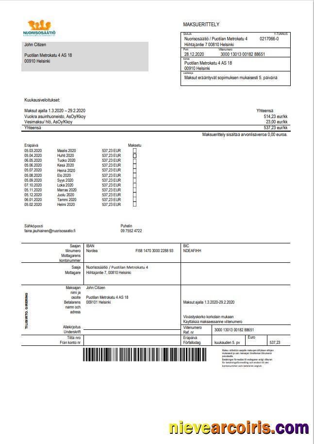 Finland Nuorisosäätiö Youth Foundation bill
